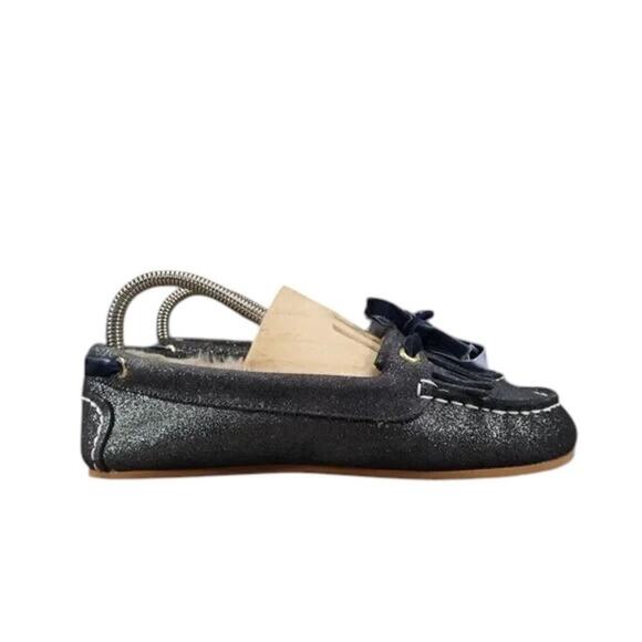 Sperry Shoes Women 6 Moccasin Flats Slip On Leather Metallic Shimmer Slipper Bow - Picture 2 of 14